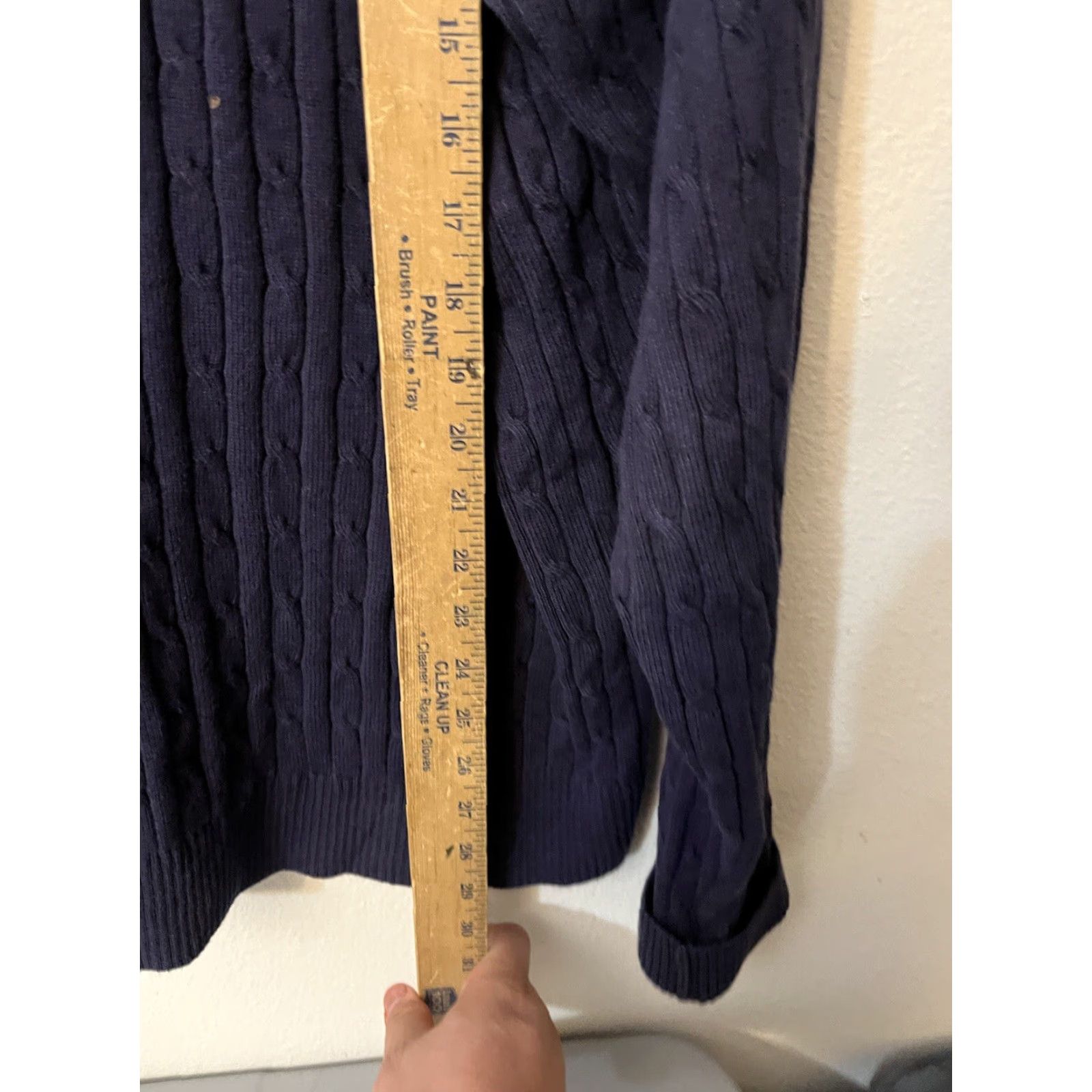 Tommy Hilfiger VINTAGE Tommy Hilfiger Thick Heavy Navy XL Cable Knit Sweater Large 90s Vintage Cotton Size US XL / EU 56 / 4 - 4 Thumbnail