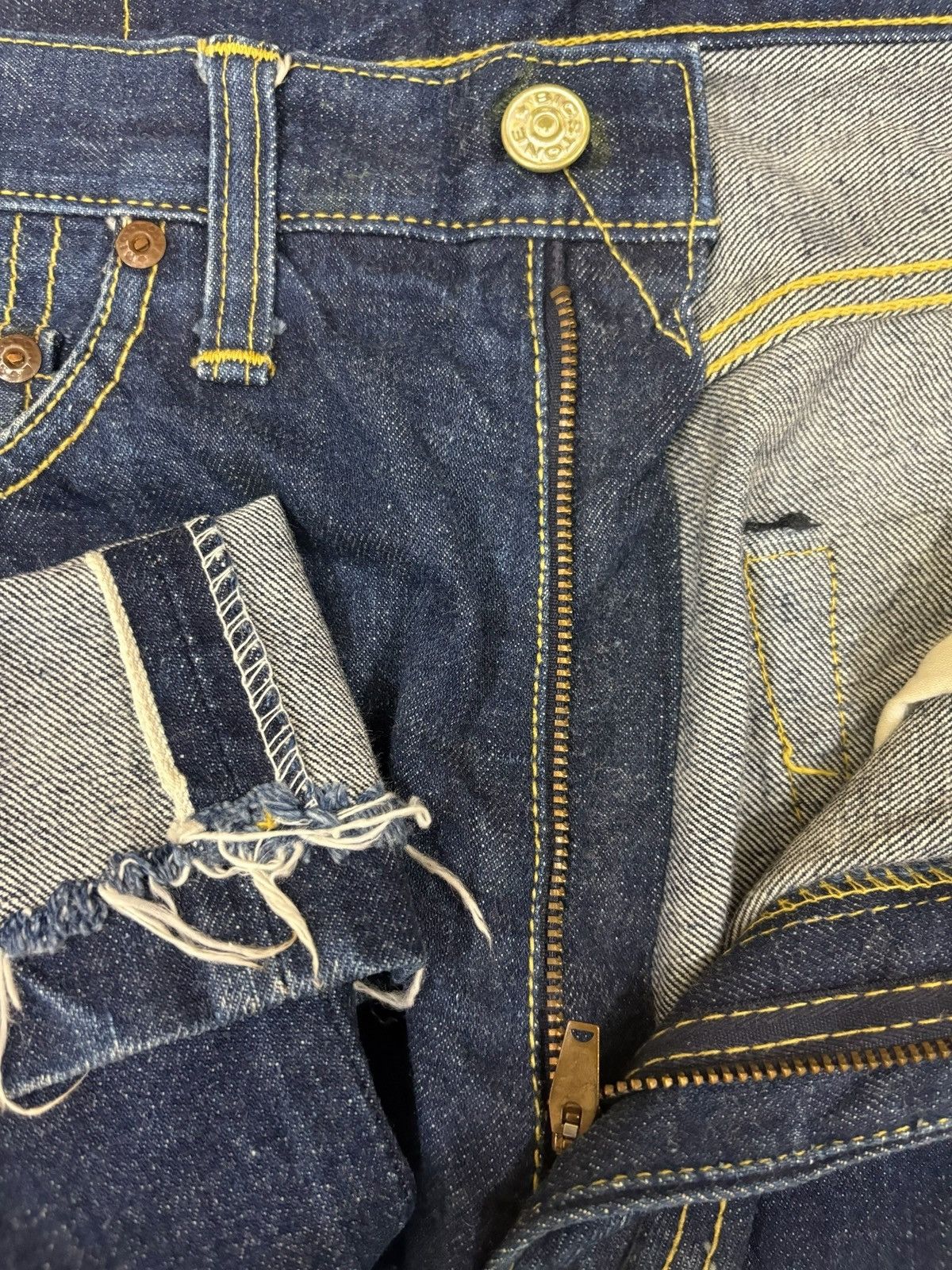 Japanese Brand Vintage Bigstone Baggy Raw Denim Selvedge Jeans Size US 33 - 9 Thumbnail
