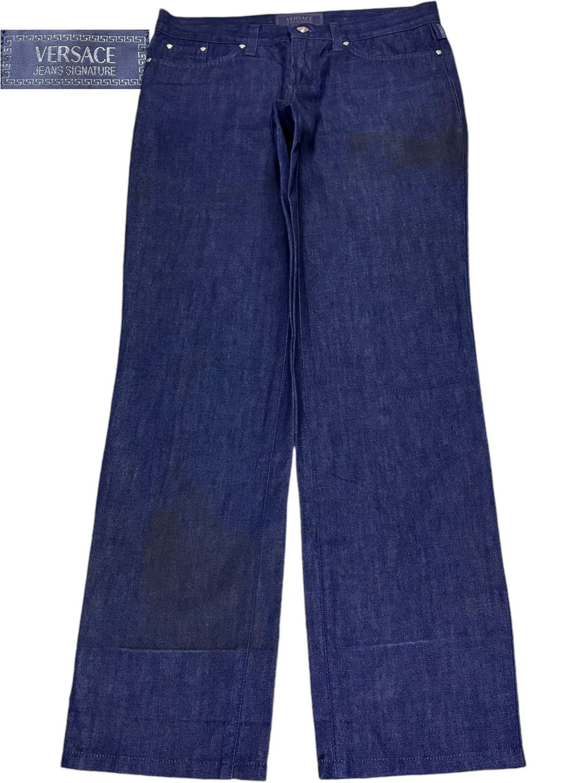 Versace Vintage Versace Medusa Signature Dark Blue Wash Jeans Size 31" - 1 Thumbnail