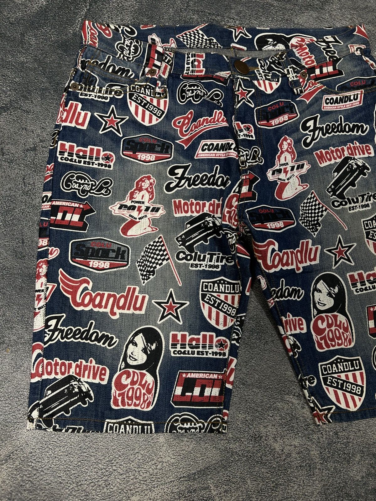 Japanese Brand Y2K CO&LU Hysteric Glamour style Denim Full Print Size US 33 - 3 Thumbnail