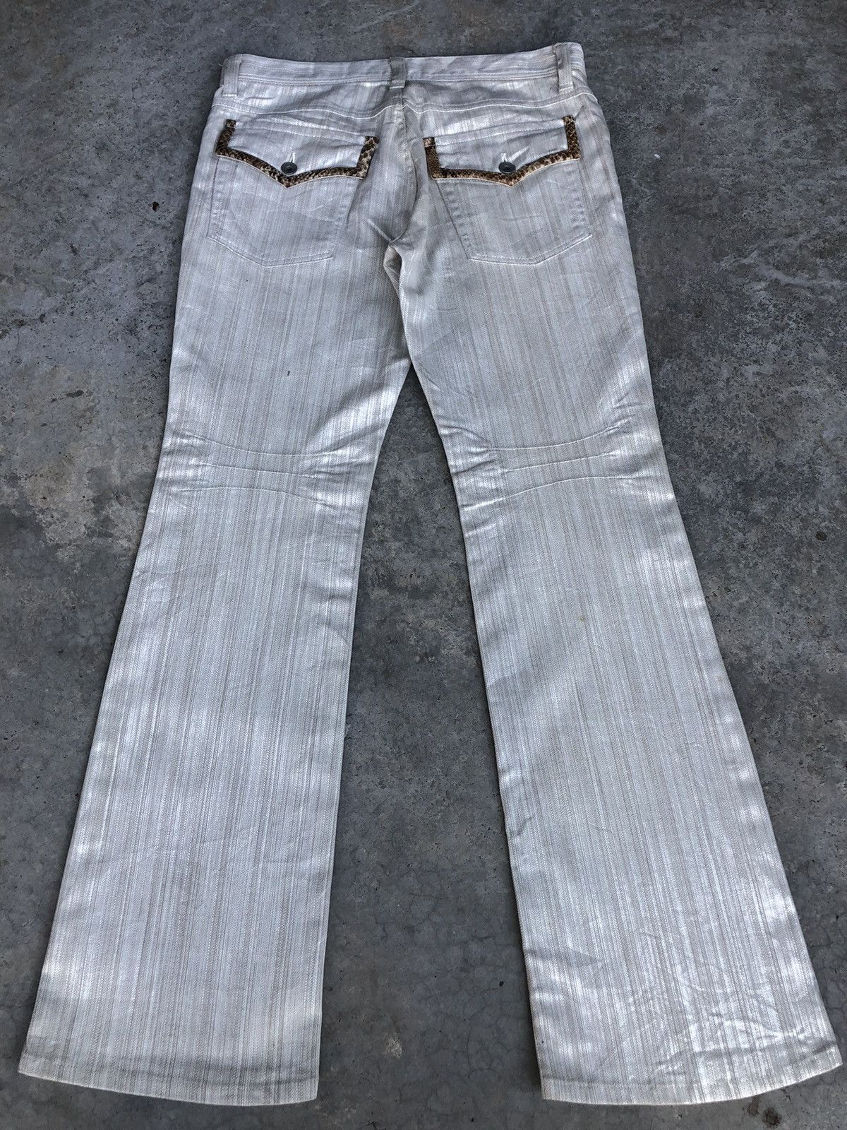 If Six Was Nine Japanese Takaio Flared Jeans Snake Skin Distressed Jeans Size US 33 - 1 Thumbnail