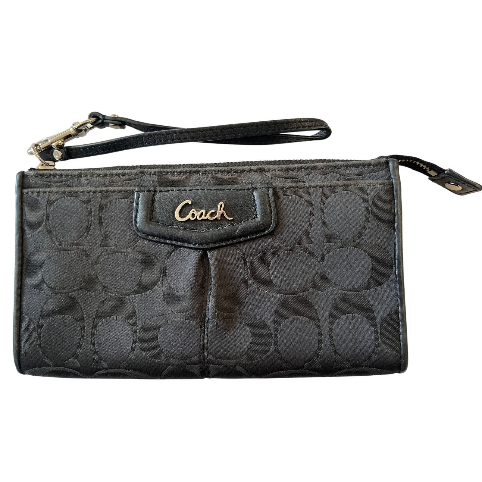 Coach Coach Black Signature Jacquard Wristlet Slim Wallet Size ONE SIZE - 1 Thumbnail