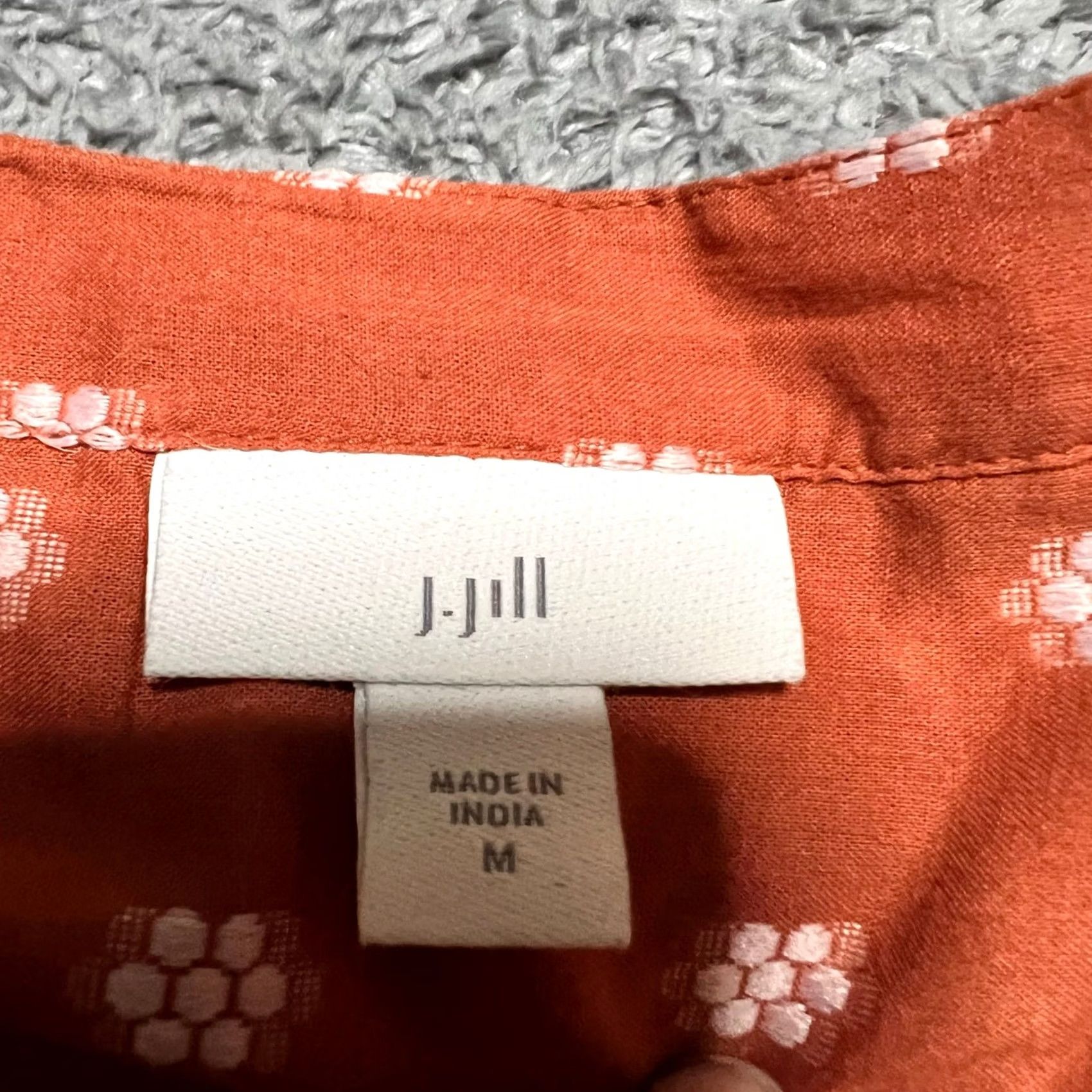 J. Jill J. Jill Shirt Womens Medium Peasant Top Orange Patterned Button India Blouse M Women Size M / US 6-8 / IT 42-44 - 6 Thumbnail
