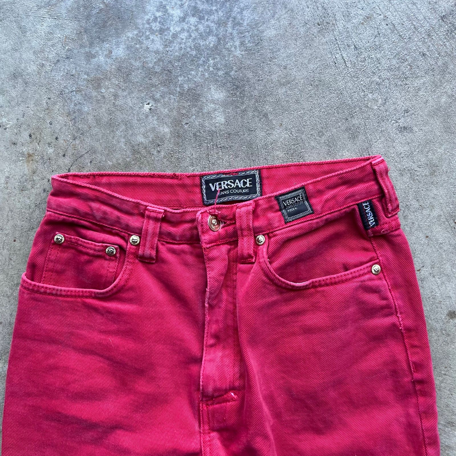 Vintage VERSACE COUTURE JEANS RED DENIM 24X28 Size 24" / US 00 / IT 34 - 4 Thumbnail