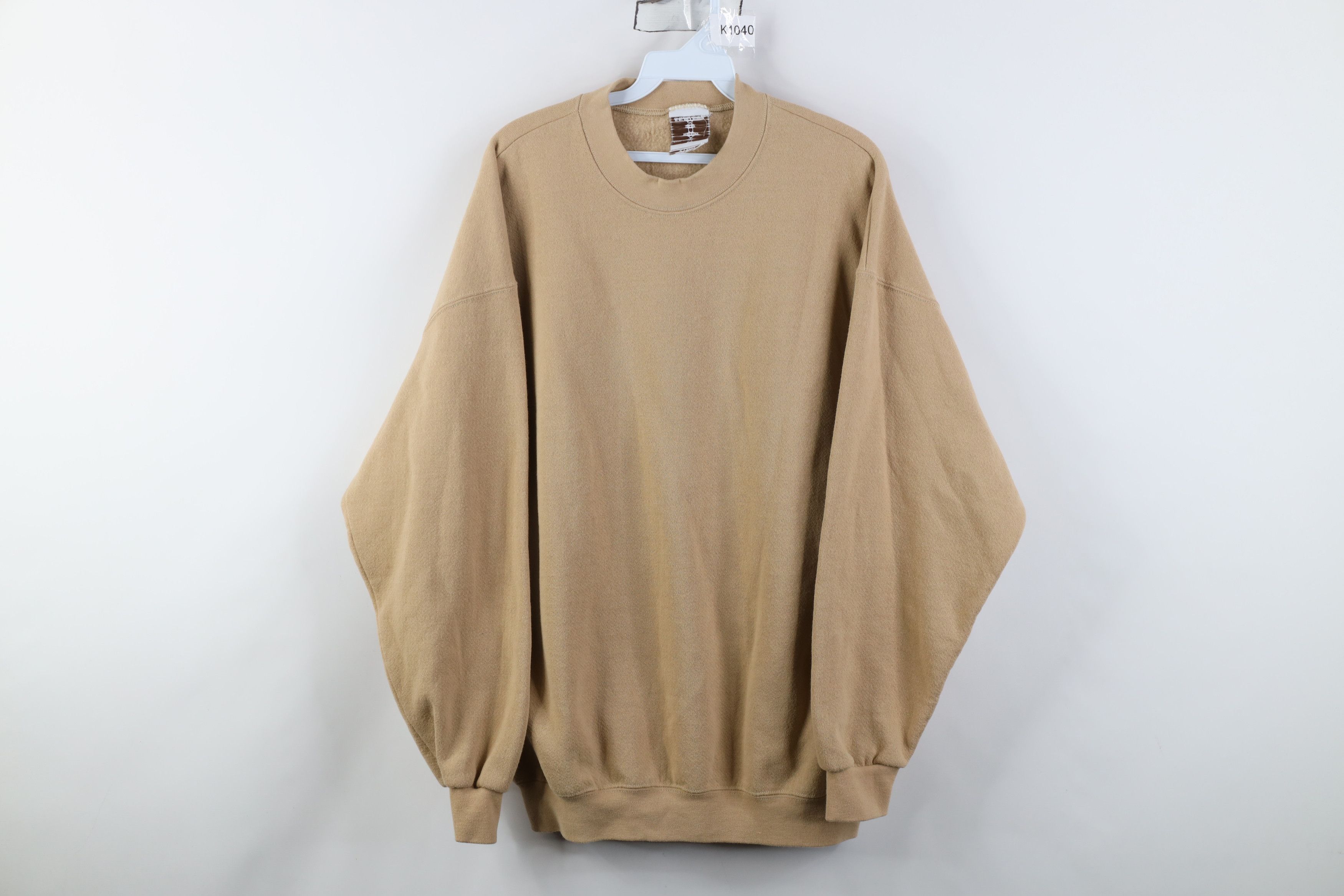 Vintage Vintage 90s Streetwear Crewneck Sweatshirt Sand Brown USA Size US XL / EU 56 / 4 - 1 Thumbnail