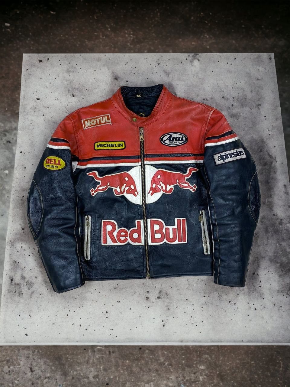 Red Bull Rare Red Bull Vintage Leather Moto Racing Jacket 90s | Grailed