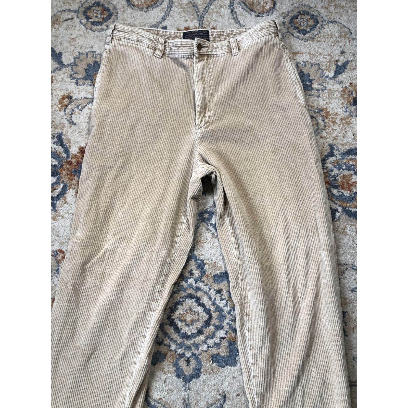 Abercrombie & Fitch VINTAGE Abercrombie & Fitch Corduroy Pants Mens 34x30 Khaki Zip Fly Chino Straight Pockets Beige 85% Cotton 15% Polyester Mens pants Size US 34 / EU 50 - 3 Thumbnail