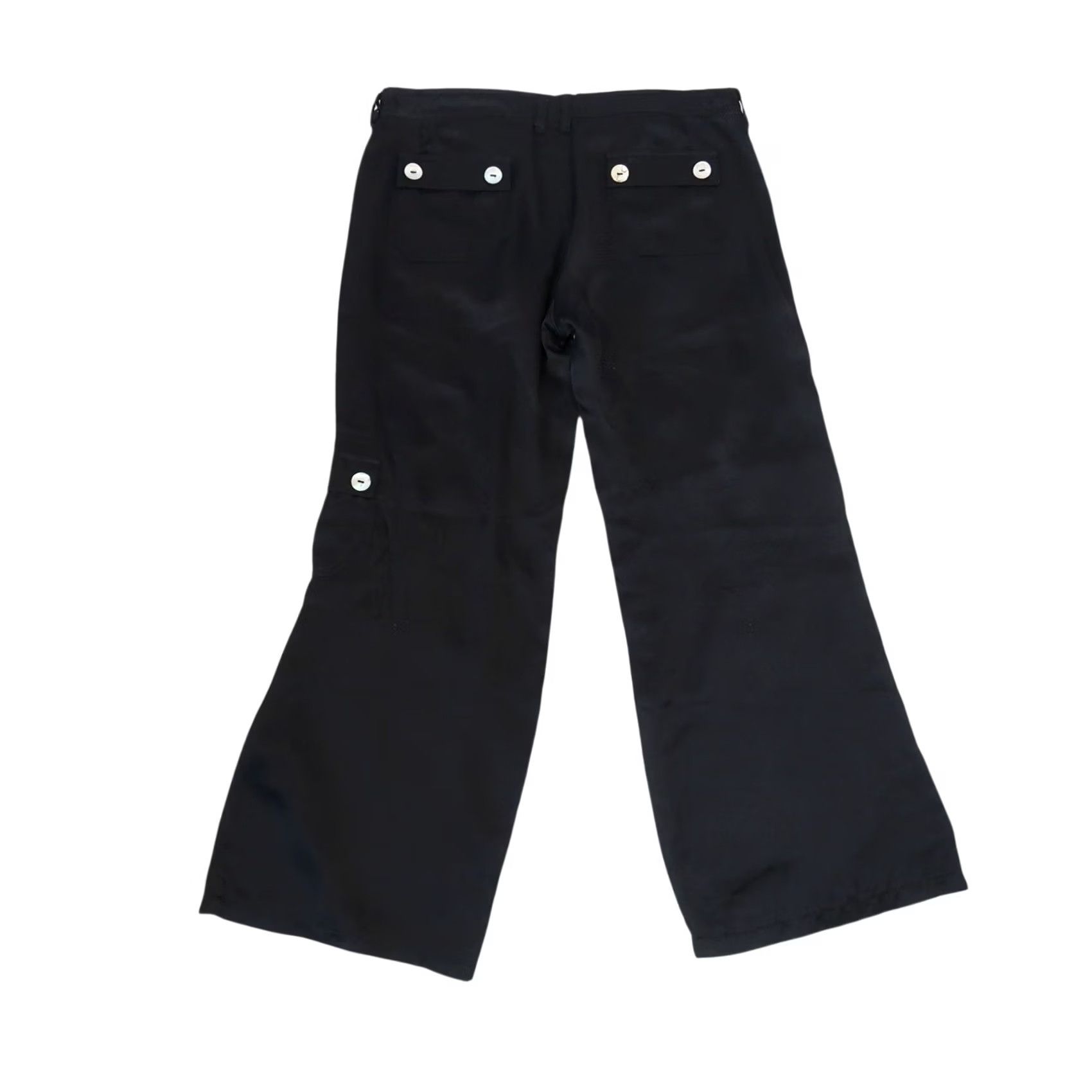 CHOCOOLATE VINTAGE Chocolate Black Silk Satin Low Rise Wide Leg Cargo Pants 4 Size 27" / US 4 / IT 40 - 3 Thumbnail