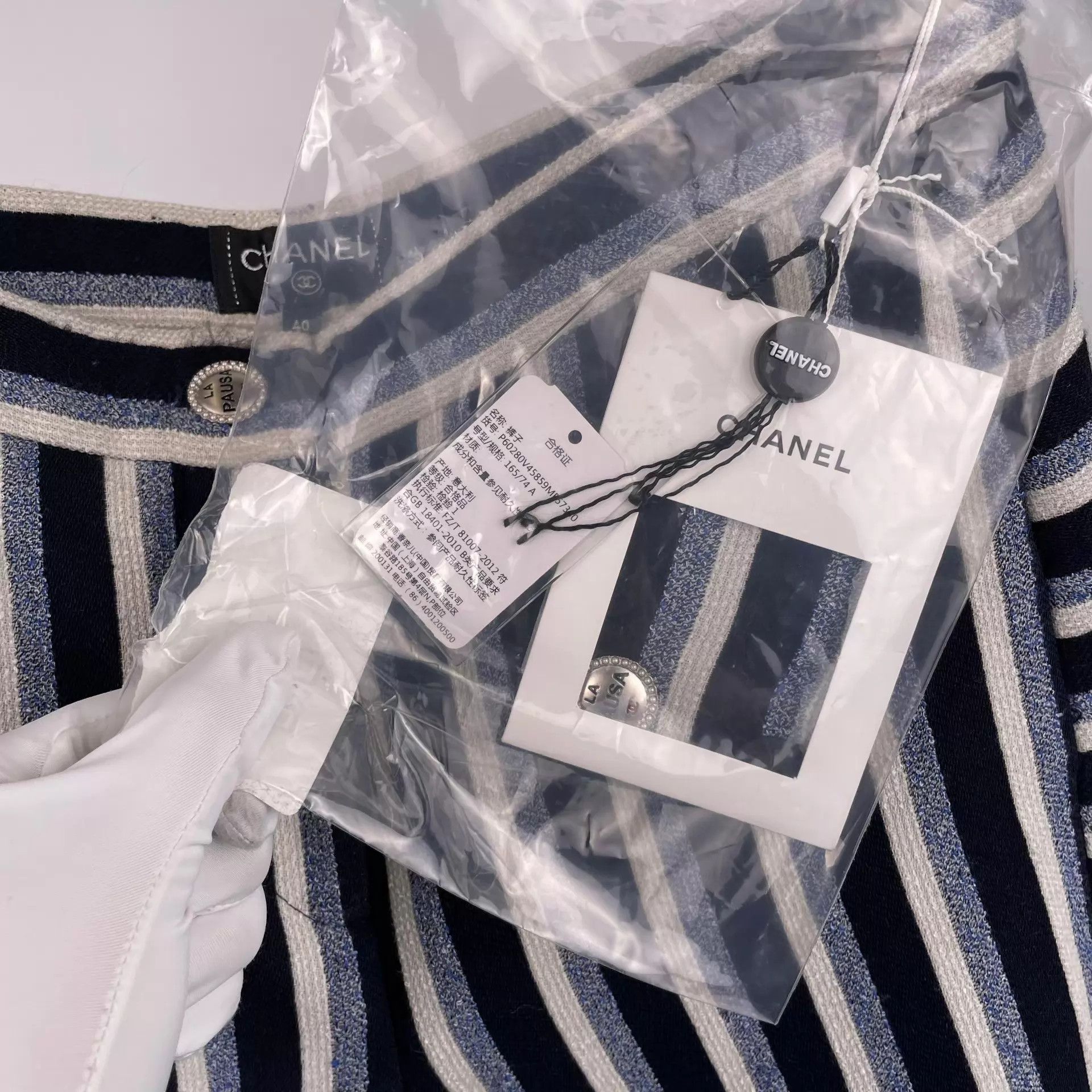 Chanel CHANEL Wool Canvas Color Block Blue White Pants Size 40 Size 28" / US 6 / IT 42 - 3 Thumbnail
