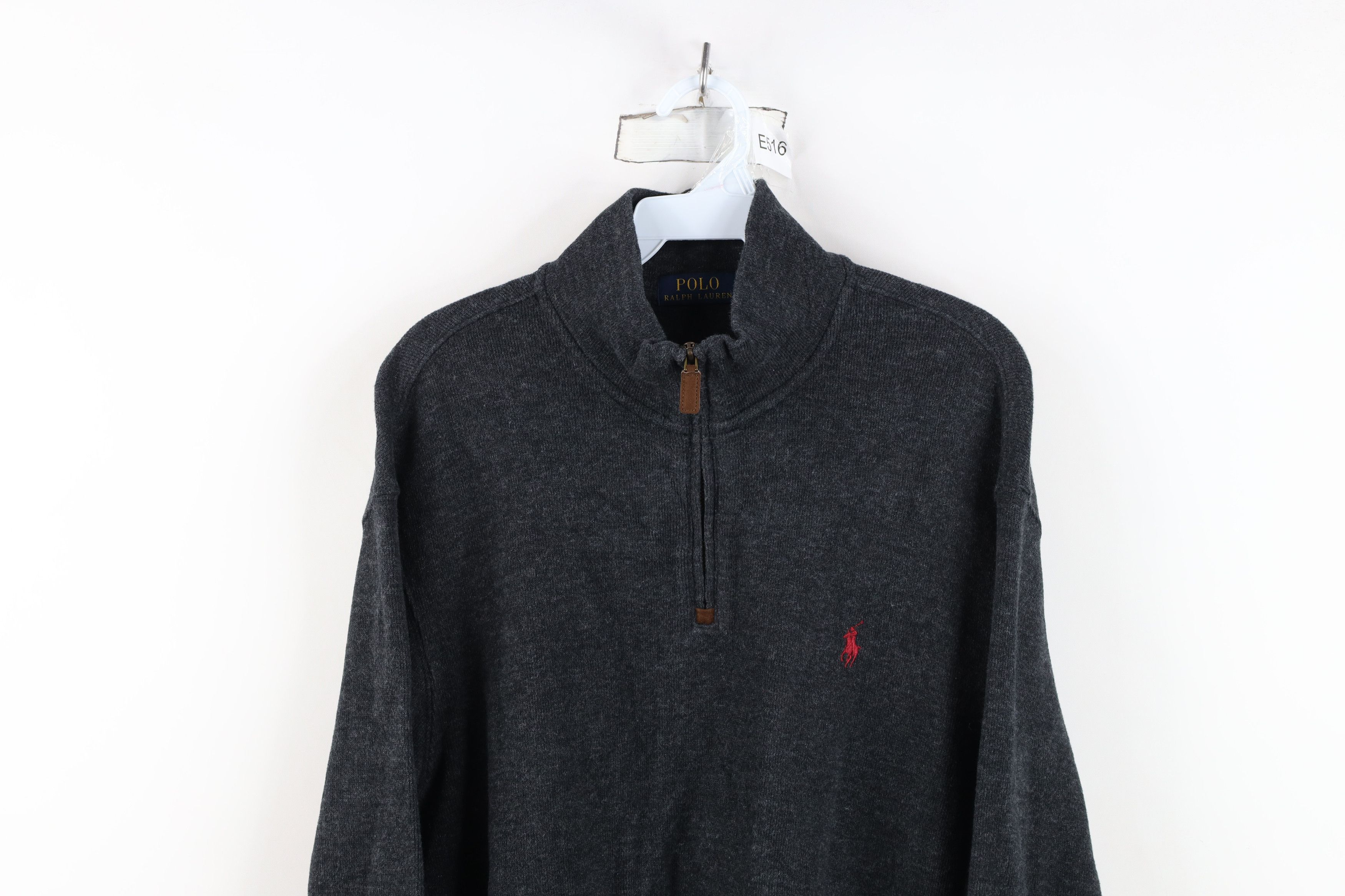 Ralph Lauren Vintage Ralph Lauren Knit Half Zip Sweater Charcoal Gray Size US L / EU 52-54 / 3 - 2 Thumbnail