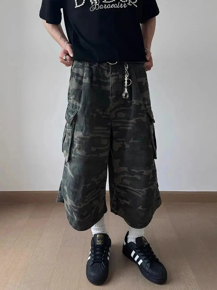 Japanese Brand Hip hop large pocket camouflage denim shorts Size US 32 / EU 48 - 2 Thumbnail