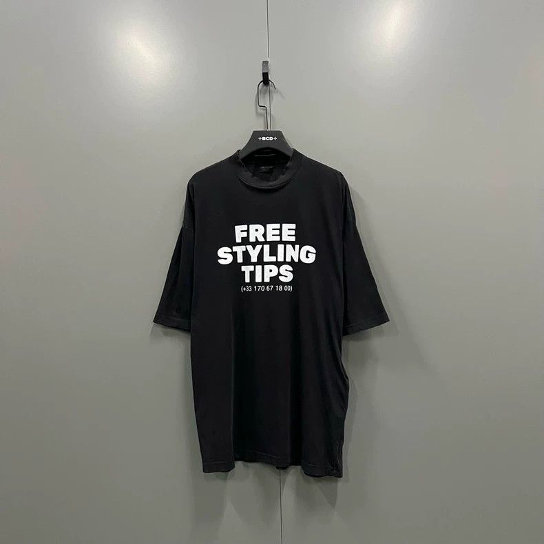 Balenciaga Balenciaga Black Letter Printed Short Sleeve Round Neck Size US XS / EU 42 / 0 - 1 Thumbnail