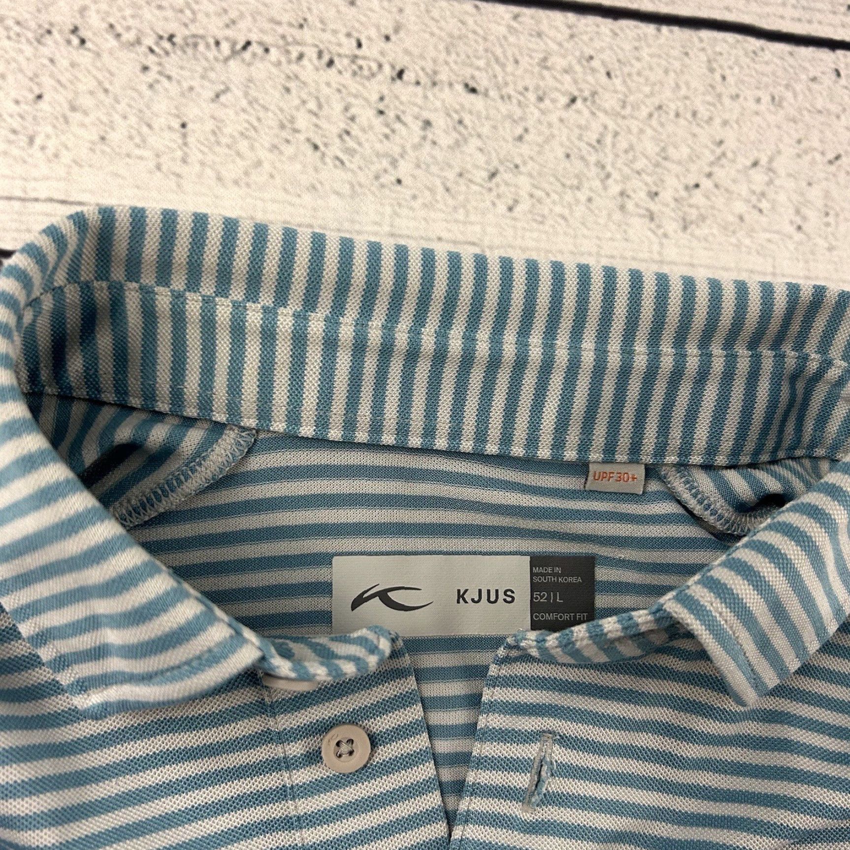 KJUS KJUS Short Sleeve Striped Comfort Fit Golf Polo Shirt Men's L Blue Gray Size US L / EU 52-54 / 3 - 2 Thumbnail