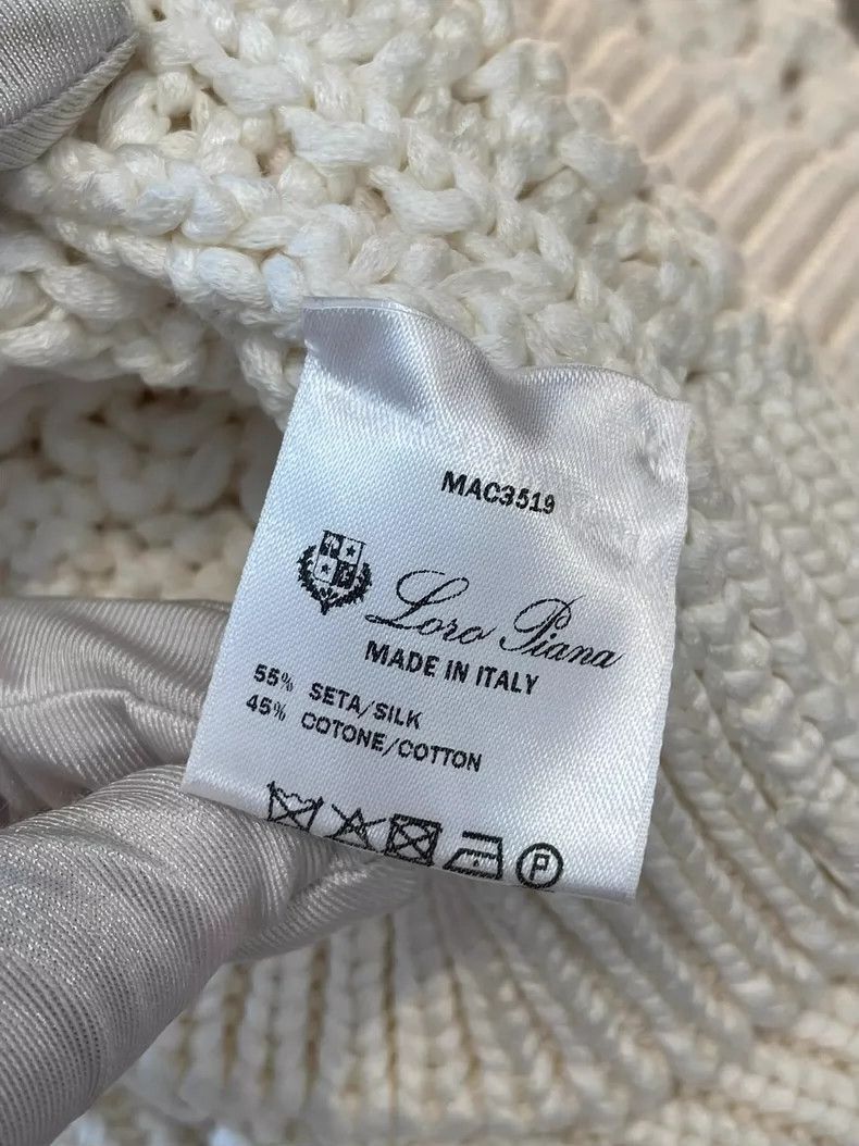 Loro Piana Loro Piana White Silk-Cotton Knit Sweater- Size US M / EU 48-50 / 2 - 3 Thumbnail