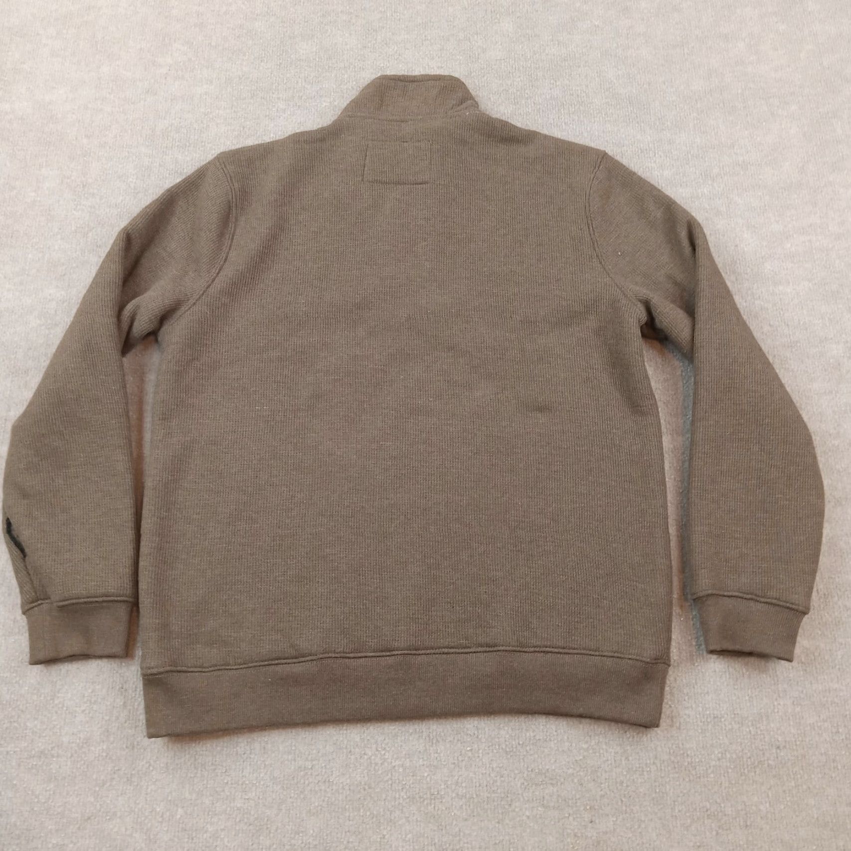 Lee Lee Sweater Mens Medium Brown Waffle Knit 1/4 Zip Mock Neck Pullover Long Sleeve Size US M / EU 48-50 / 2 - 7 Thumbnail