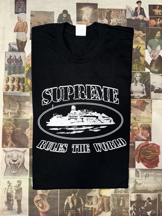 Supreme Supreme X Corteiz Rules the world tee FW23 Black | Grailed