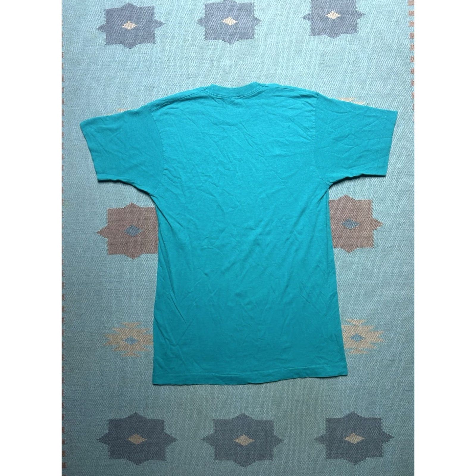 Fruit Of The Loom VINTAGE 90s Fruit of the Loom T-Shirt Teal Turquoise Cotton Large Men Mens Blue Regular Shirt Size US L / EU 52-54 / 3 - 7 Thumbnail