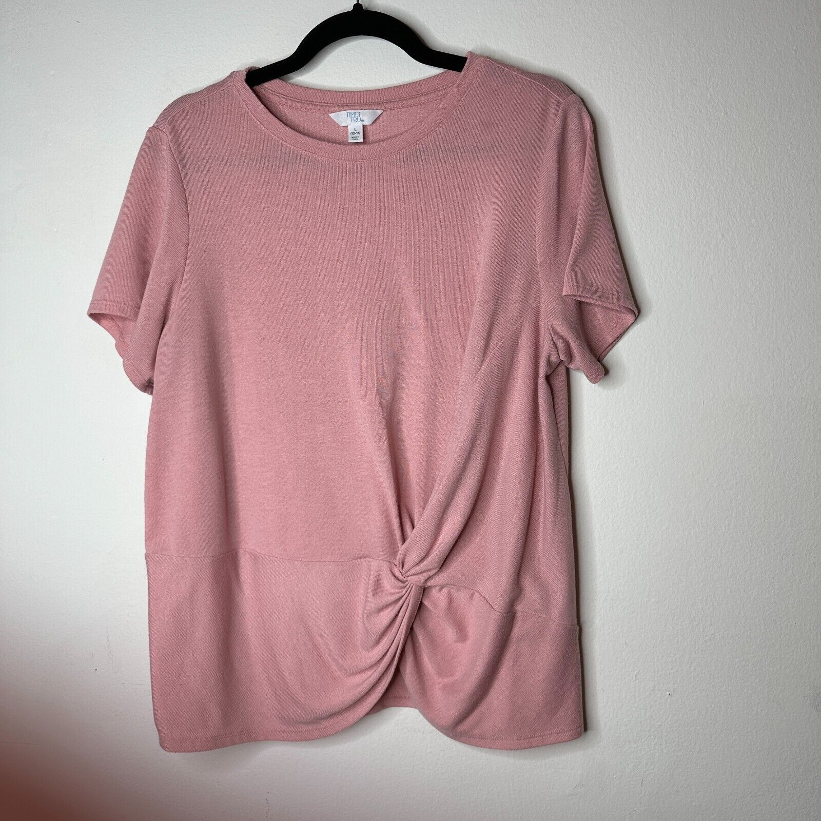 Other Time & Tru Pink Front-Twist Tie Round Neck Flowy Tunic Top L Size L / US 10 / IT 46 - 1 Thumbnail