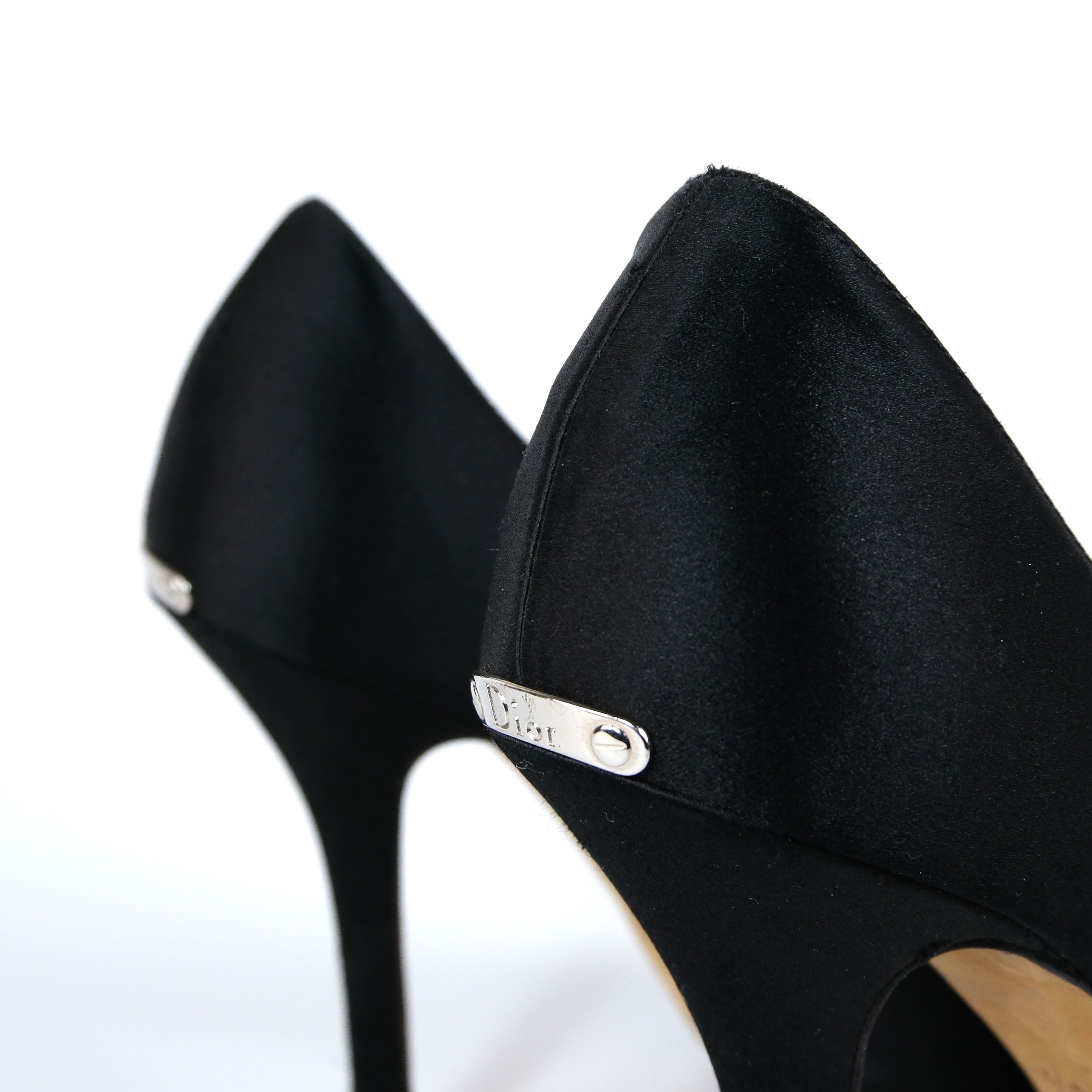 Dior Black Satin Peep Toe Heels Size US 5.5 / IT 35.5 - 3 Thumbnail