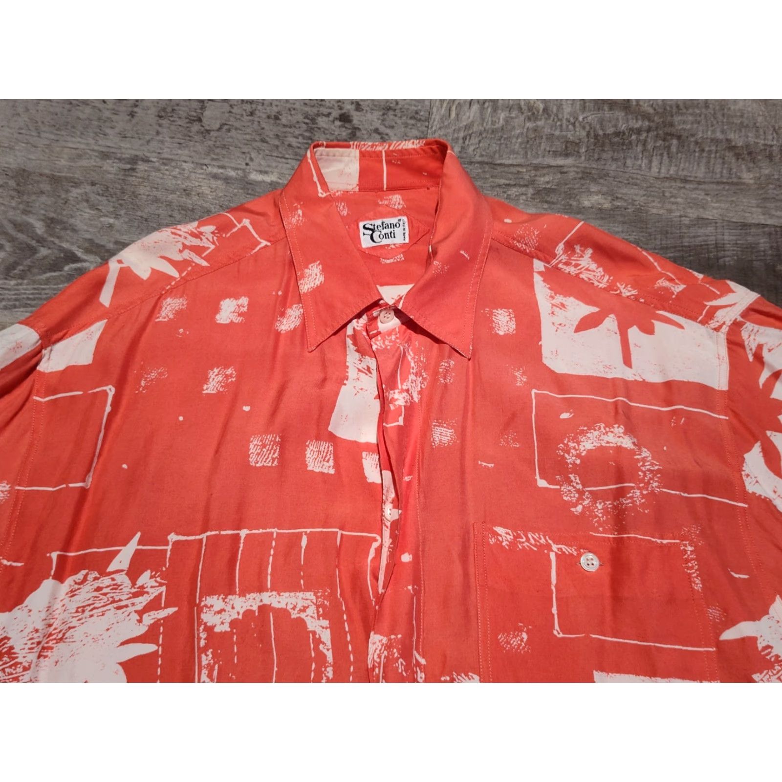 Vintage VINTAGE Stefano Conti Hawaiian Shirt Men’s Size L Short Sleeve Casual Summer Pink White All Seasons Size US L / EU 52-54 / 3 - 5 Thumbnail