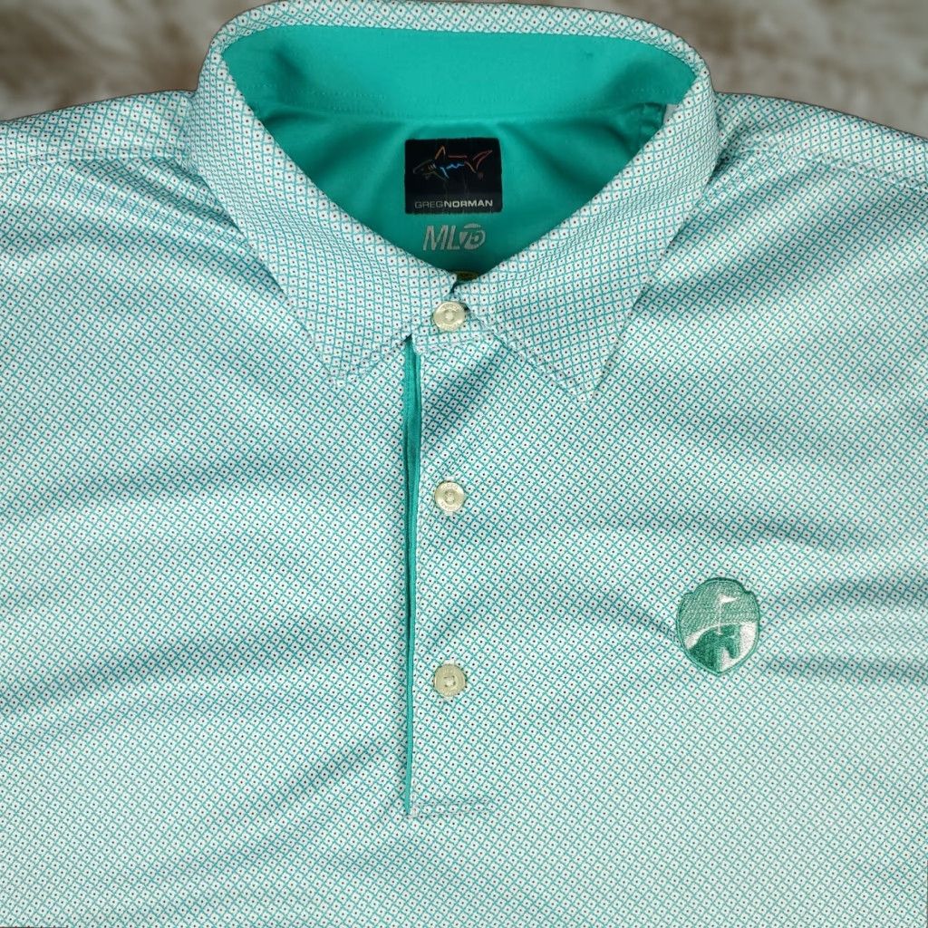 Vintage Greg Norman Polo Shirt Mens XL Turquoise Geometric Golf Casual Short Sleeve Polo Shirt Size US XL / EU 56 / 4 - 1 Thumbnail