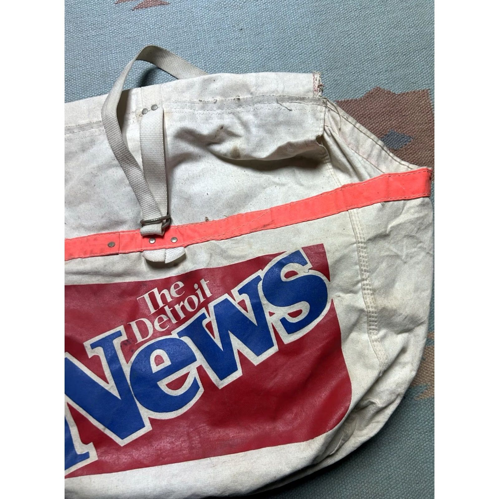 Vintage VINTAGE Detroit News newspaper saddle bag bicycle canvas double sided newsboy Men Beige Saddle Bag Newsboy Size ONE SIZE - 3 Thumbnail
