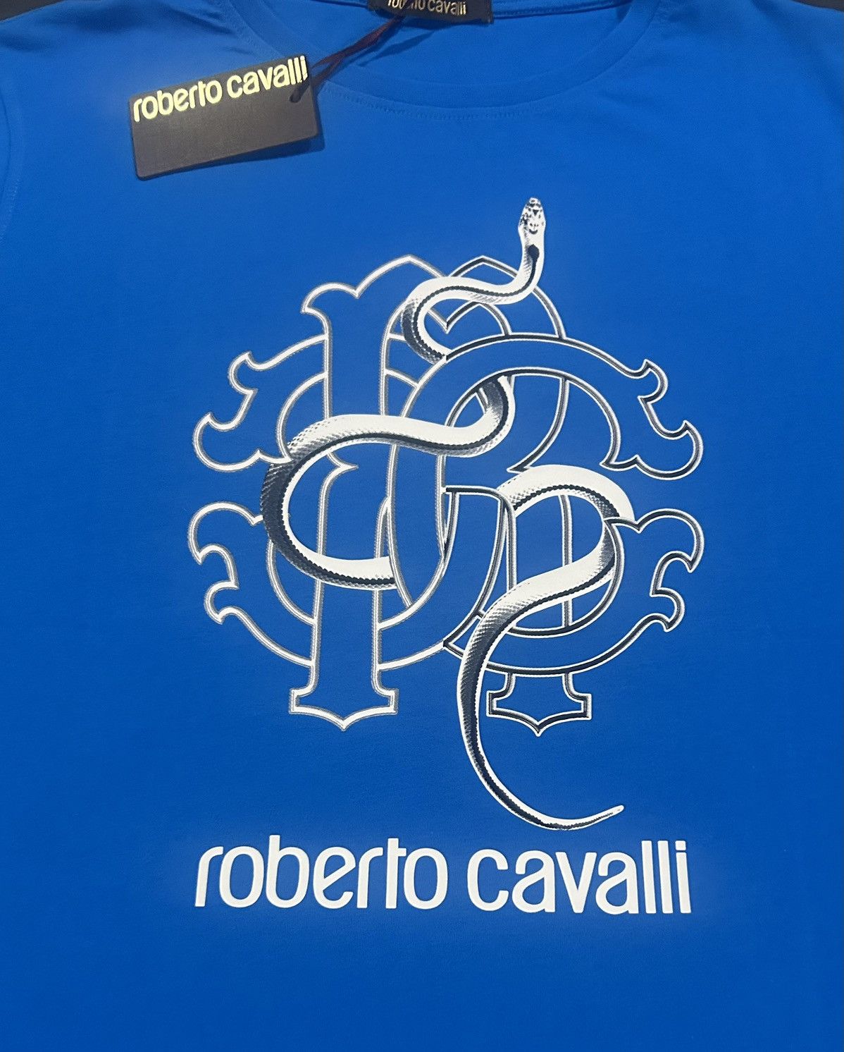 Roberto Cavalli Roberto Cavalli - Snake Logo Monogram Tee “Blue” Size XL Size US XL / EU 56 / 4 - 4 Thumbnail