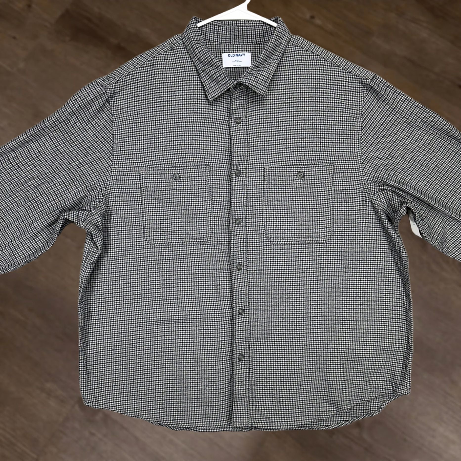 Old Navy Old Navy Mens Flannel Shirt 2XL Grey Black Houndstooth Button Up Pocket NEW Size US XXL / EU 58 / 5 - 1 Thumbnail