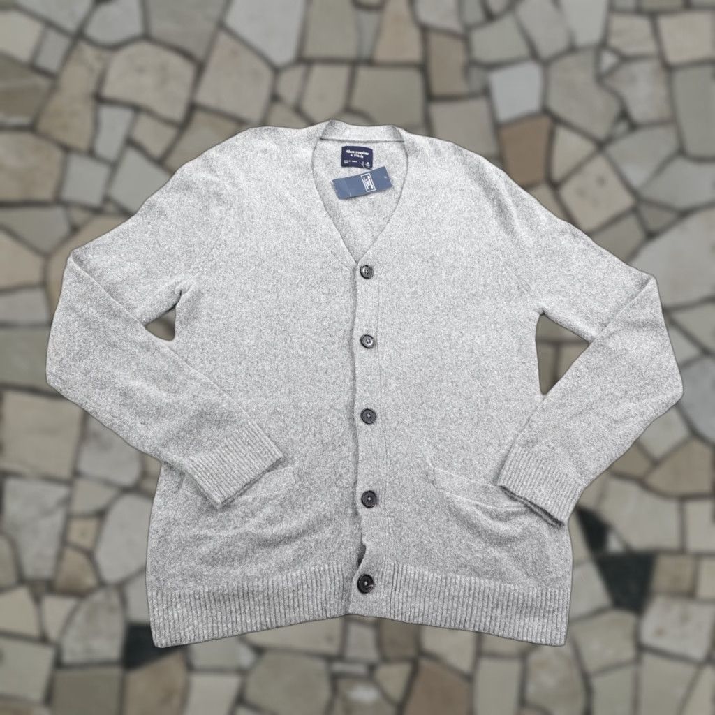 Abercrombie & Fitch Abercrombie & Fitch Sweater Cardigan Mens Medium Gray Knit Button Up V-Neck Pockets Solid Size US M / EU 48-50 / 2 - 1 Thumbnail