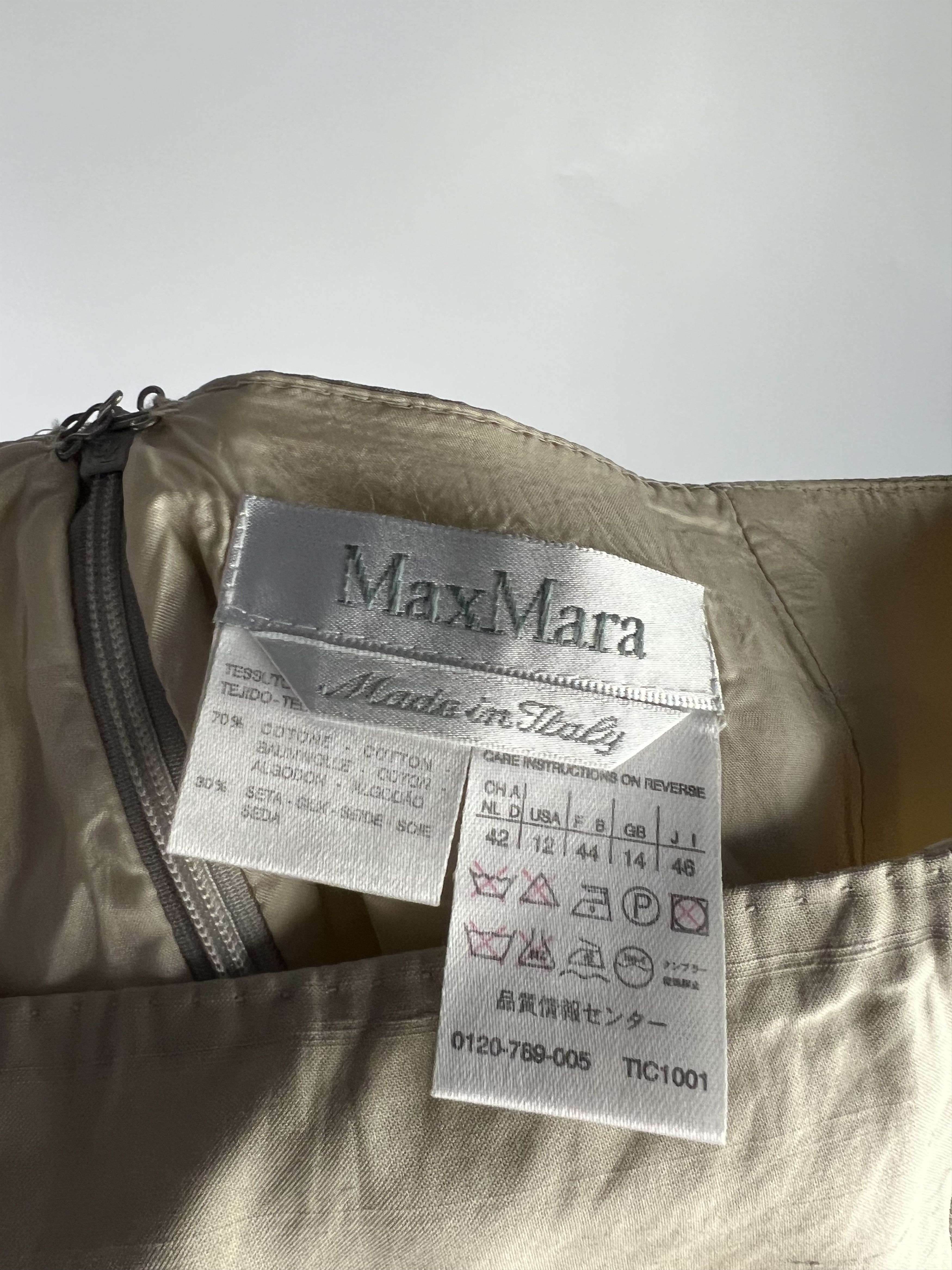 Max Mara Max Mara Cotton Silk Midi Beige Skirt IT46 UK14 US12 Size 34" / US 12 / IT 48 - 6 Thumbnail