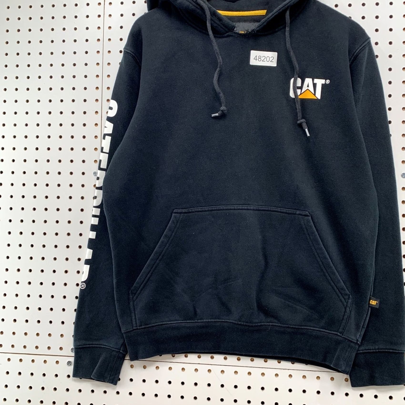 Vintage CAT Hoodie Mens M Black Fleece Pullover Hooded Sweatshirt Size US M / EU 48-50 / 2 - 5 Thumbnail