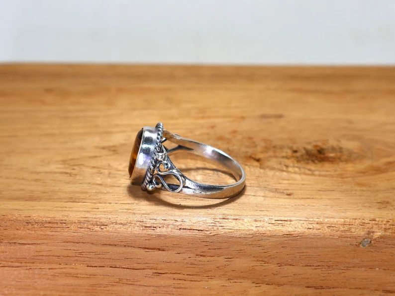 Handmade Handmade Tiger Eye Ring: 925 Sterling Silver Promise Ring Size ONE SIZE - 6 Thumbnail