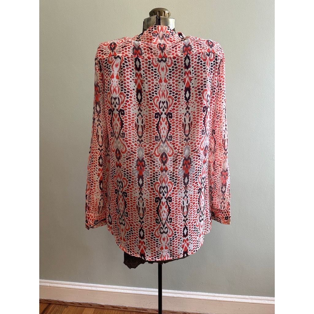 Vince Camuto Vince Camuto orange abstract sheer blouse size M Size M / US 6-8 / IT 42-44 - 2 Thumbnail