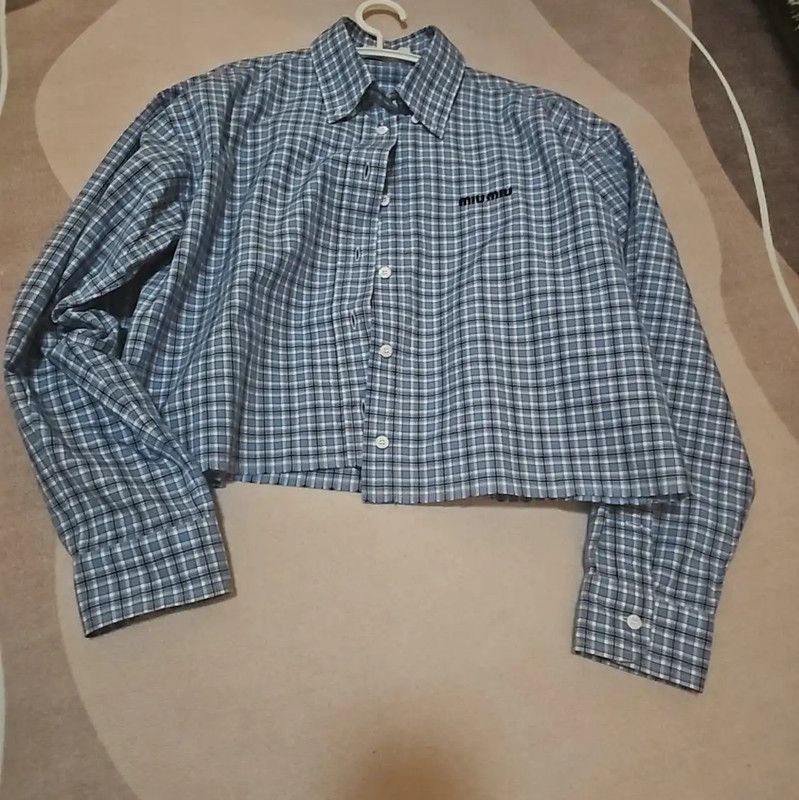 Miu Miu Miu Miu Blue Cotton Long Sleeve Shirt 0089 Size M / US 6-8 / IT 42-44 - 1 Thumbnail