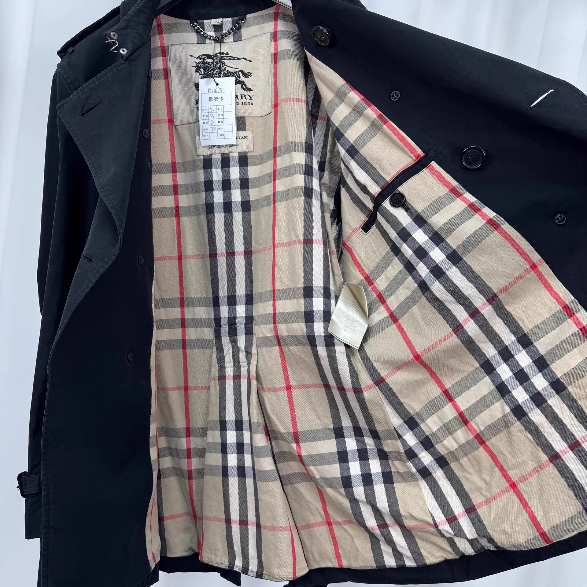 Burberry Burberry Black Lined Check Trench Coat 54 9/10 Fading Size US L / EU 52-54 / 3 - 5 Thumbnail