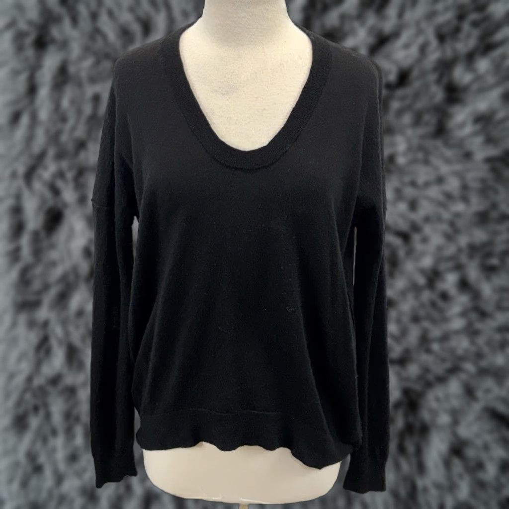 Zadig & Voltaire VINTAGE Zadig & Voltaire Womens Large CICI Star Elbow Merino Wool Sweater Black HI LOW Size L / US 10 / IT 46 - 1 Thumbnail