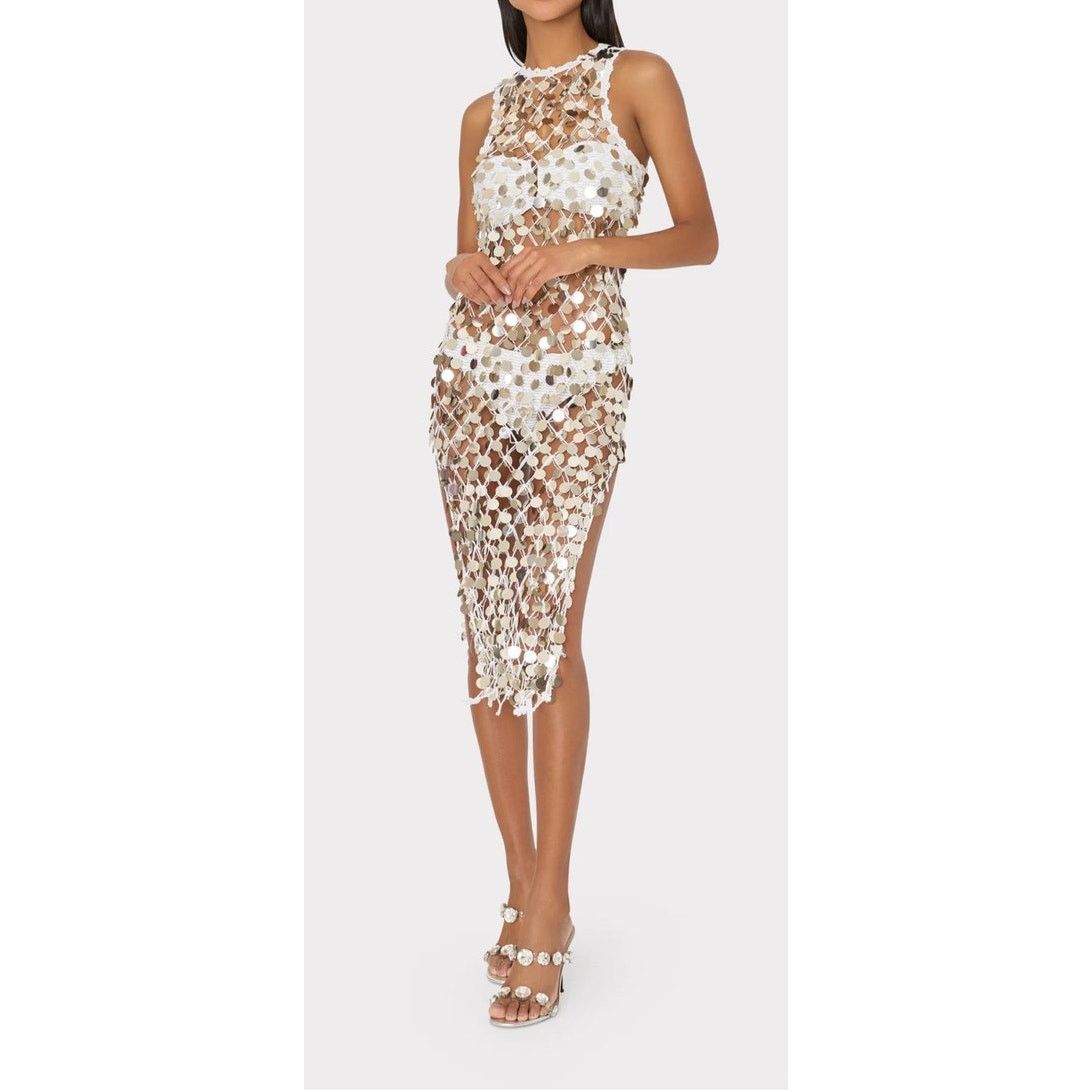 MILLY Milly Cabana sequin crochet midi dress cover up size P/S Size S / US 4 / IT 40 - 17 Thumbnail