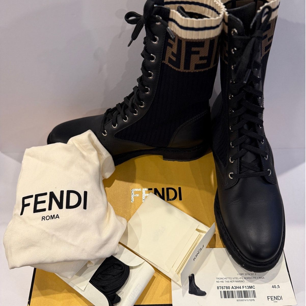 Fendi Fendi Leather Combat Boot with FF Cuff Size 40.5 Size US 9.5 / IT 39.5 - 2 Thumbnail
