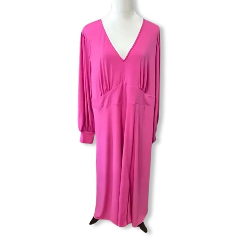 Other Eloquii A-Line Midi Dress V-Neckline Vibrant Pink Women's 22 Size 3XL / US 20-22 - 1 Thumbnail