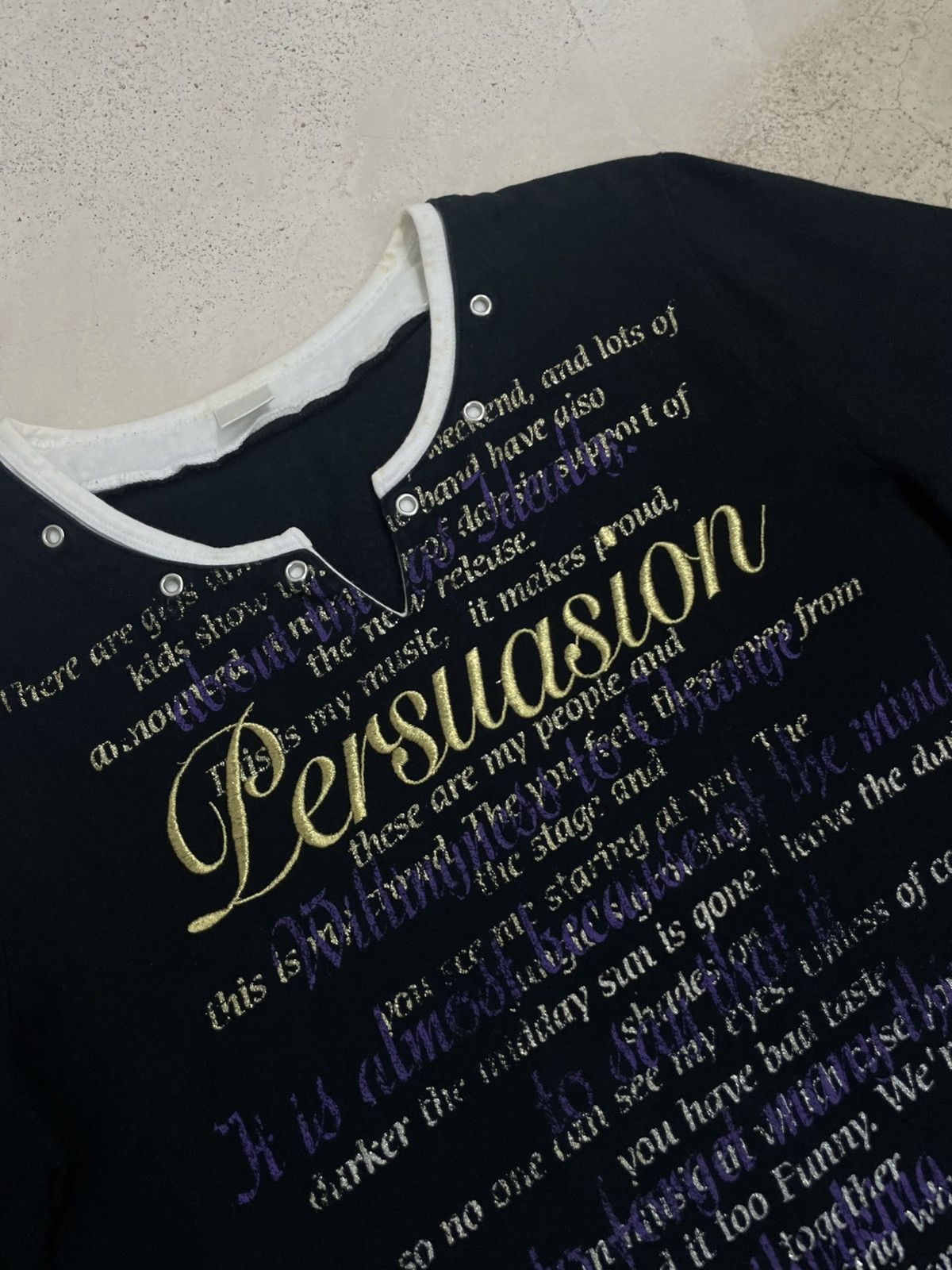 Japanese Brand Persuasion Embroidery Layered Tee Y2K Wording Overpriny Size US M / EU 48-50 / 2 - 5 Thumbnail