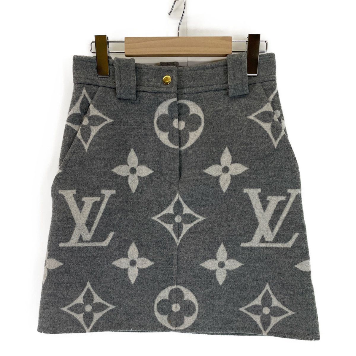 image of Louis Vuitton Monogram Wool Mini Skirt in Grey, Women's (Size 24)