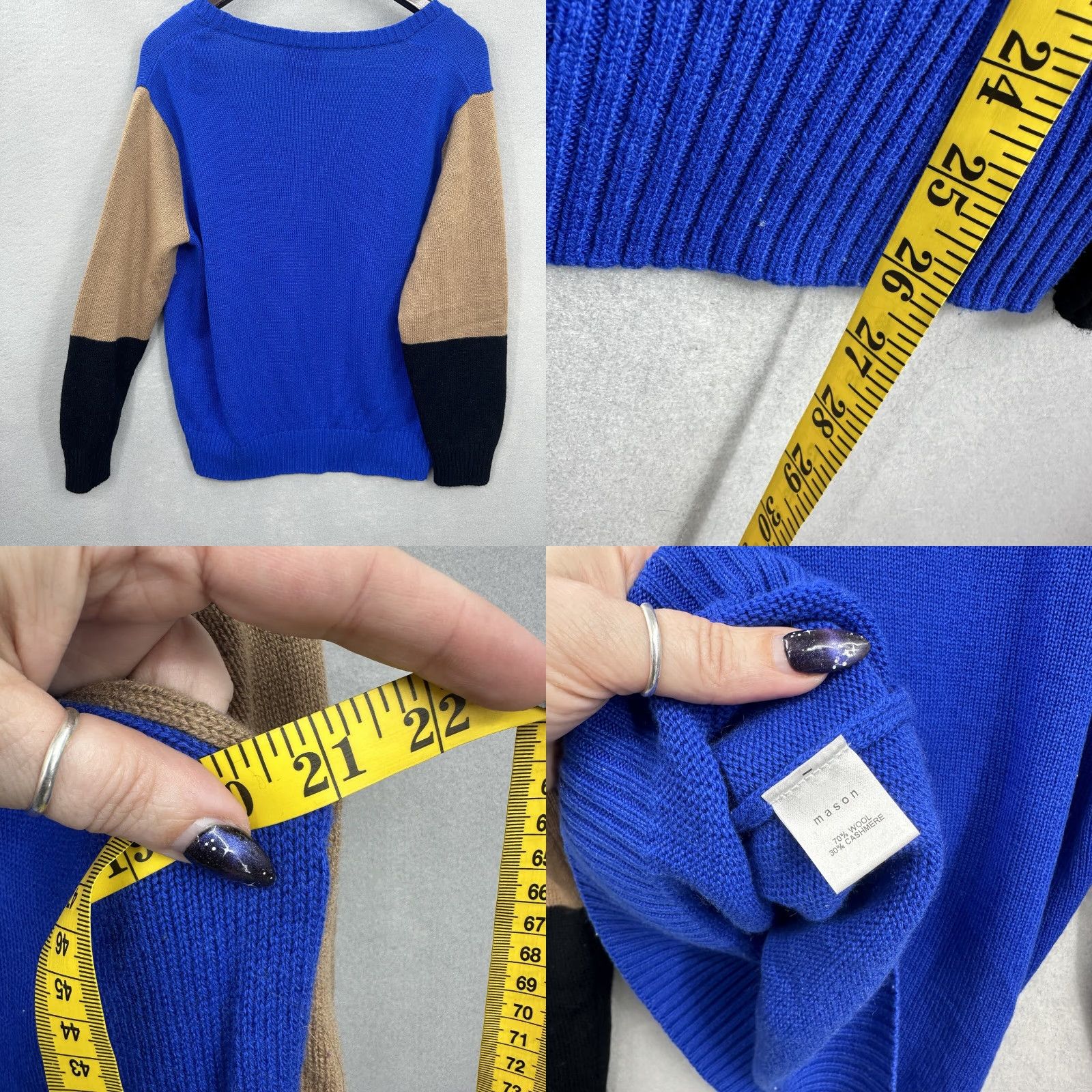 Mason's Mason Sweater Women L Blue Cashmere Blend Dolman Crewneck Pullover - - Classic Designer Knit Sweatshirt Size L / US 10 / IT 46 - 8 Thumbnail