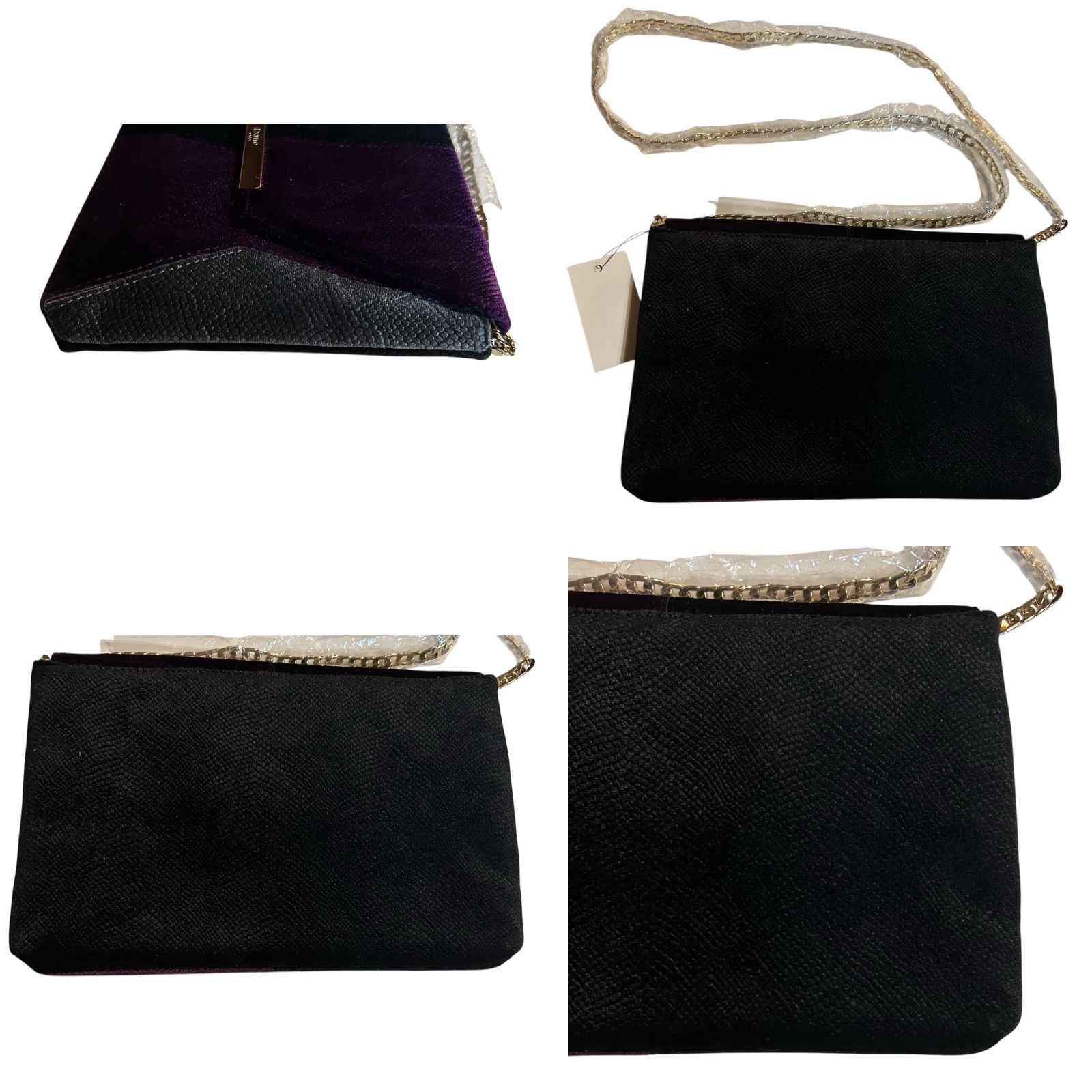 Vintage Dune London Crossbody Purse Black & Purple Velvet NWT Chain Strap Handbag Women VINTAGE? Size ONE SIZE - 9 Thumbnail