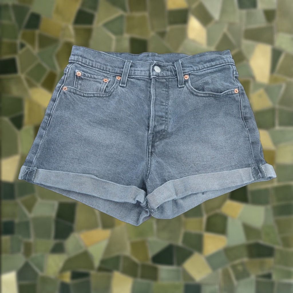Levi's VINTAGE Levi's faded black high rise button fly denim jean shorts 29 Women High Rise 29 in Regular Cotton Denim Size 29" - 1 Thumbnail
