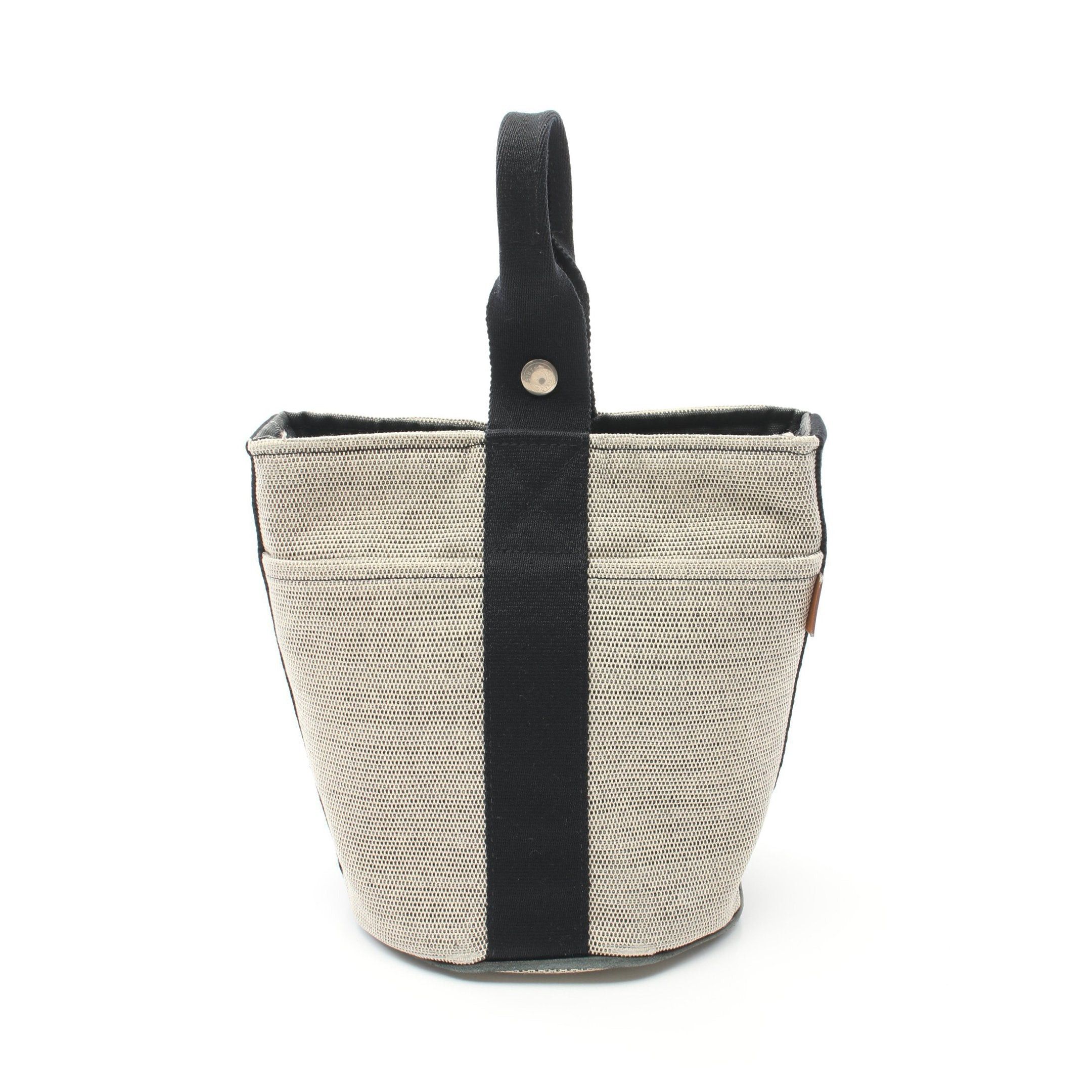 image of Hermes Saxo Pm Handbag Canvas Leather Ivory Black, Women's
