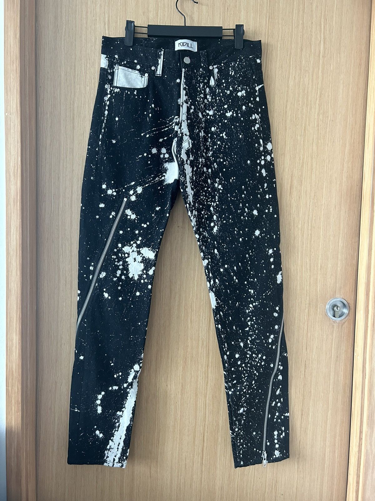 Designer × KIDILL KIDILL Black & White Zip Tapered Jeans Size US 30 / EU 46 - 1 Thumbnail