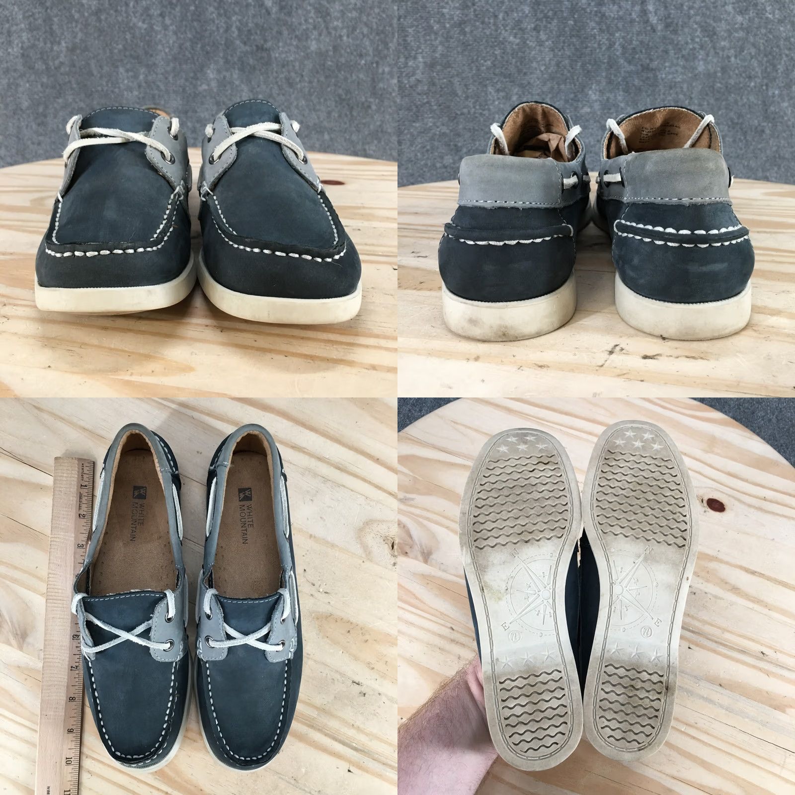 Vintage White Mountain Shoes Womens 7.5M Boat Blue Leather Lace Up Low Top Casual Flats Shoes Size M / US 6-8 / IT 42-44 - 8 Thumbnail