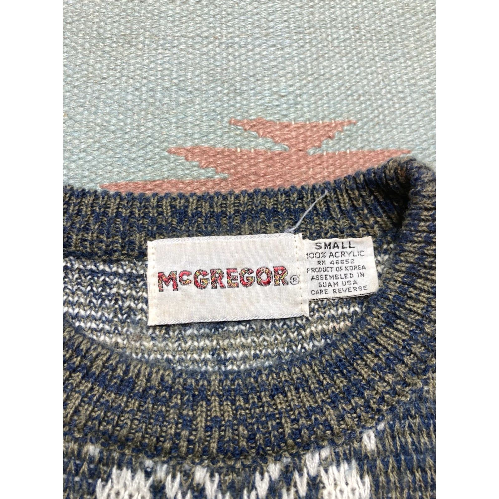 McGregor VINTAGE McGregor Geometric Knit Sweater Pullover 80s Small Gray Men S Acrylic Knit Geometric 80s Mens Size US S / EU 44-46 / 1 - 5 Thumbnail
