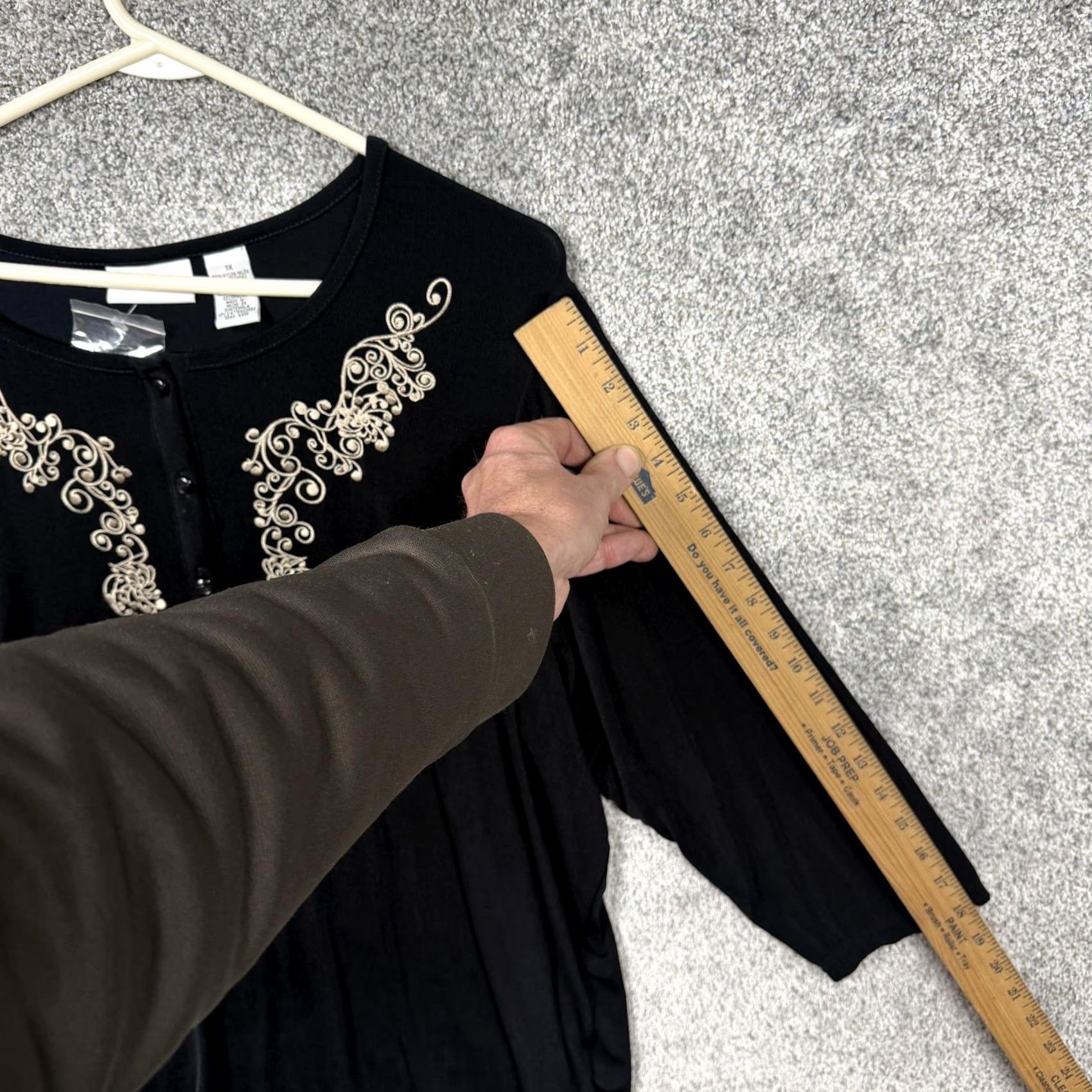 Vintage VINTAGE Jaclyn Smith T-Shirt Womens 1X Plus Black Embroidered Henley Whimsigoth Coquette Size XL / US 12-14 / IT 48-50 - 3 Thumbnail