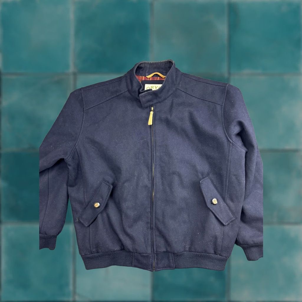 Orvis Orvis Jacket Mens XL Blue Wool Bomber Full Zip Pockets Lined Stand-Up Collar Holiday Plaid Interior Casual Workwear Size US XL / EU 56 / 4 - 1 Thumbnail